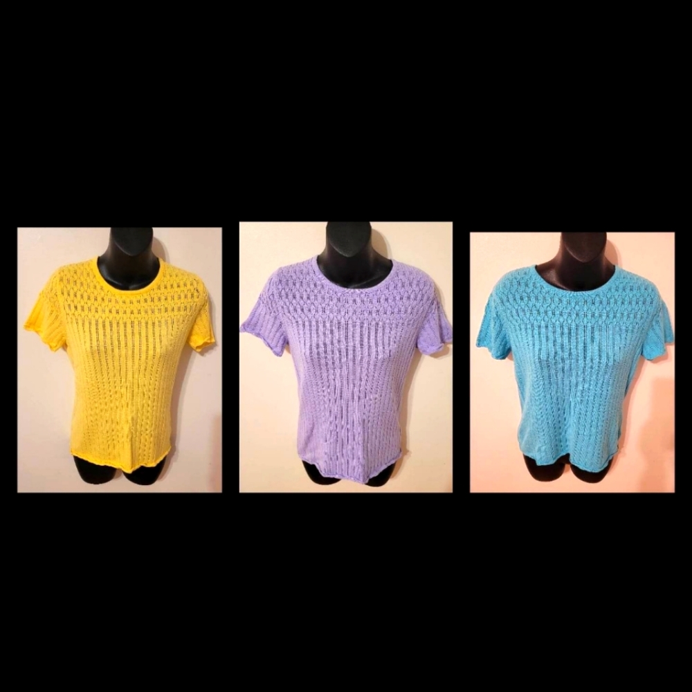 💙 Three Ladies Tradition Petite XS/TP 4P Knit Short Sleeved To